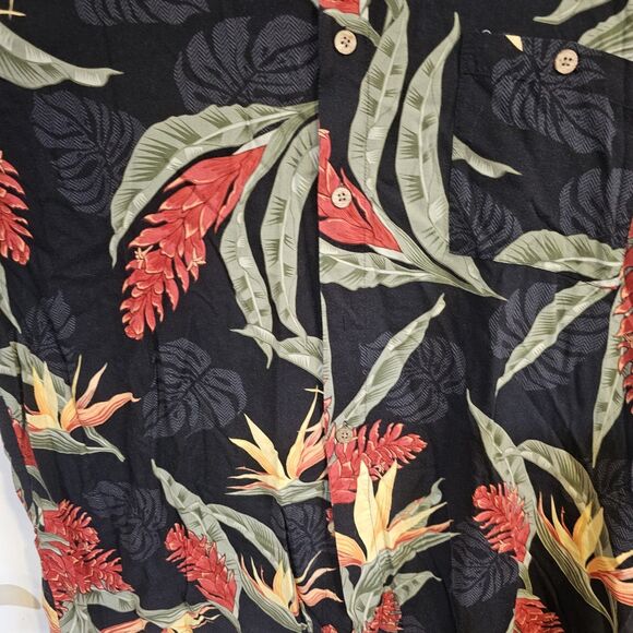 Puritan Hawaiian Shirt Men's Extra Large Black Red Button Down Short Sleeve - Picture 8 of 8